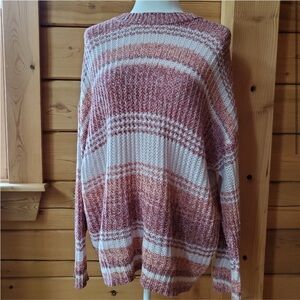 American Eagle Brown + Pink Knit Sweater
